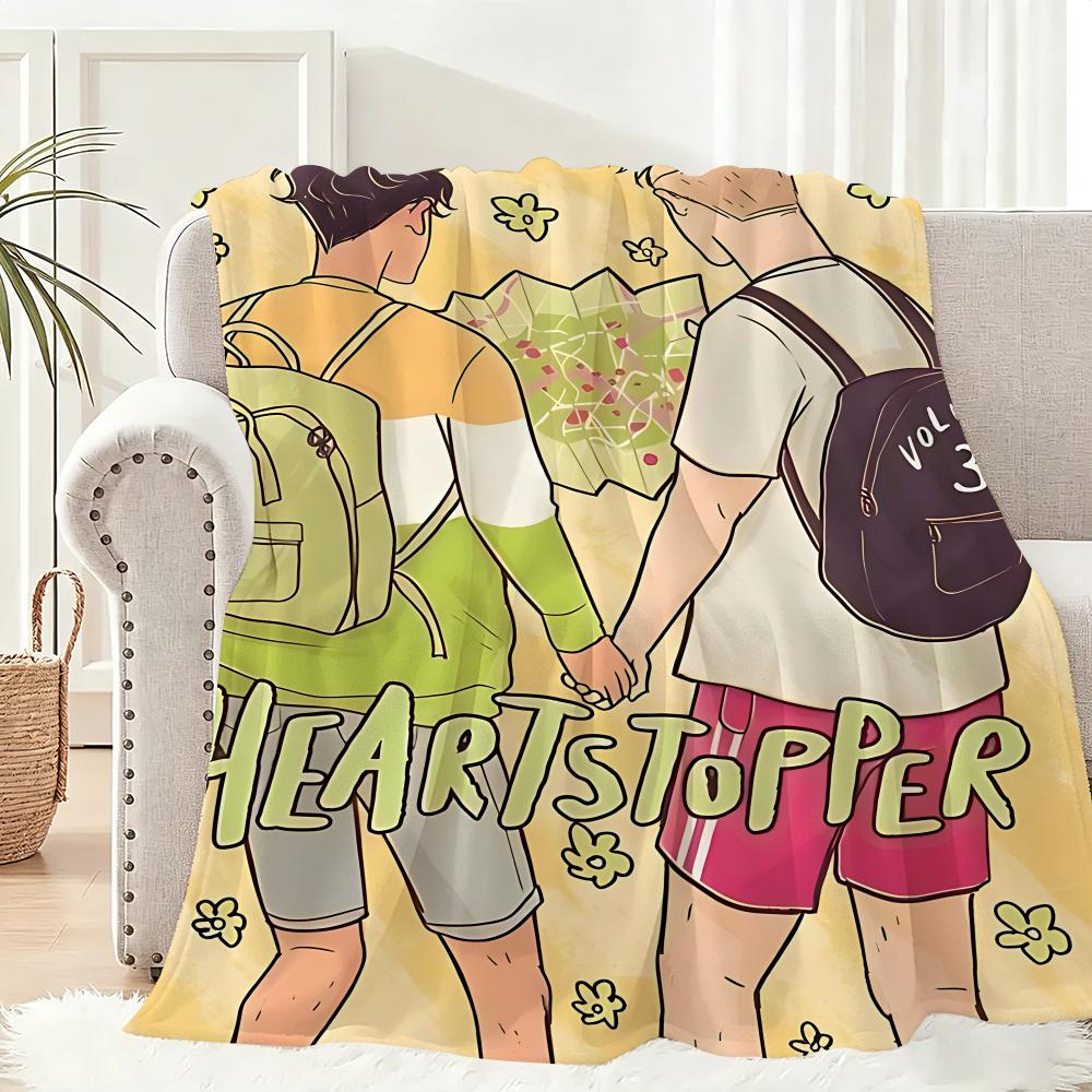 Heartstopper movie tv Throw Lightweight 240g Flannel Blanket Soft Skin-friendly for Summer Cooling 75x90cm