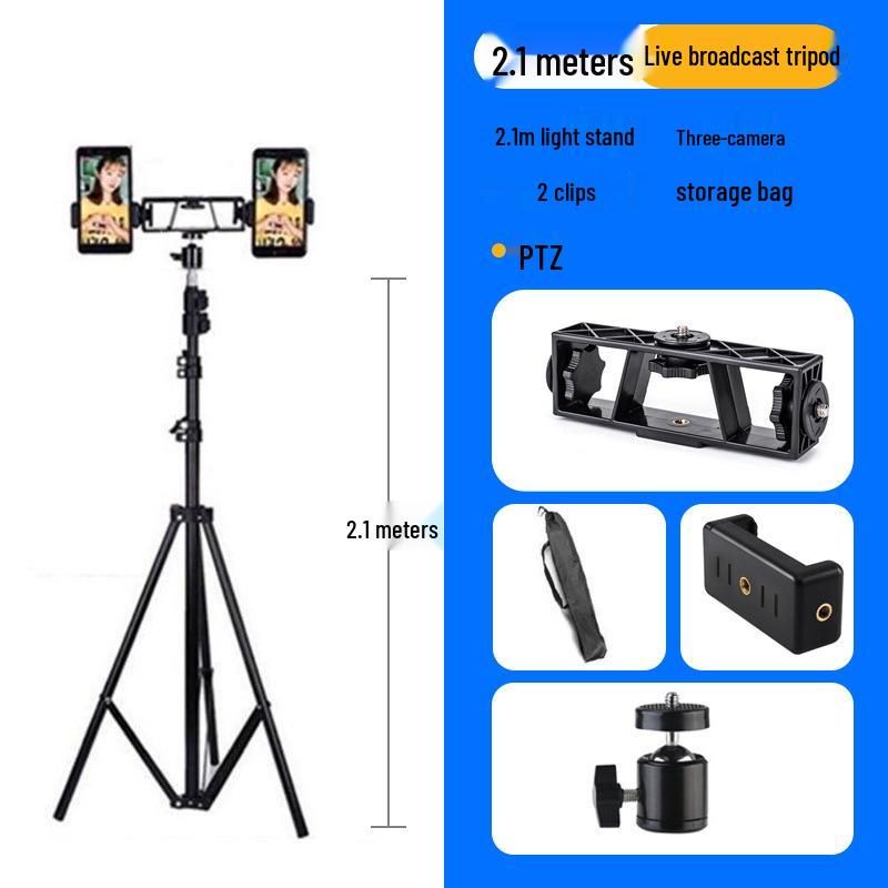 Photography Light Stand & Mobile Phone Tripod – 2.1m Adjustable Floor & Desktop Bracket for Live Streaming
