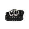 Mens Leather Punk Belt With Petal Motif And Rivet Studs For Casual And Street
