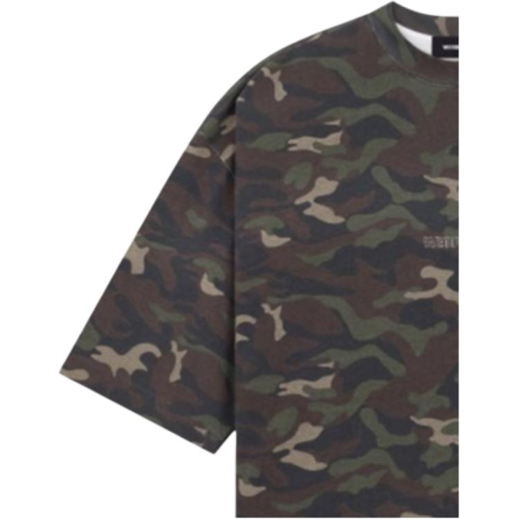 We11done Casual Round Neck Short Sleeve T-Shirt Unisex Tops Camouflage WD-TT0-24-793-U-KK