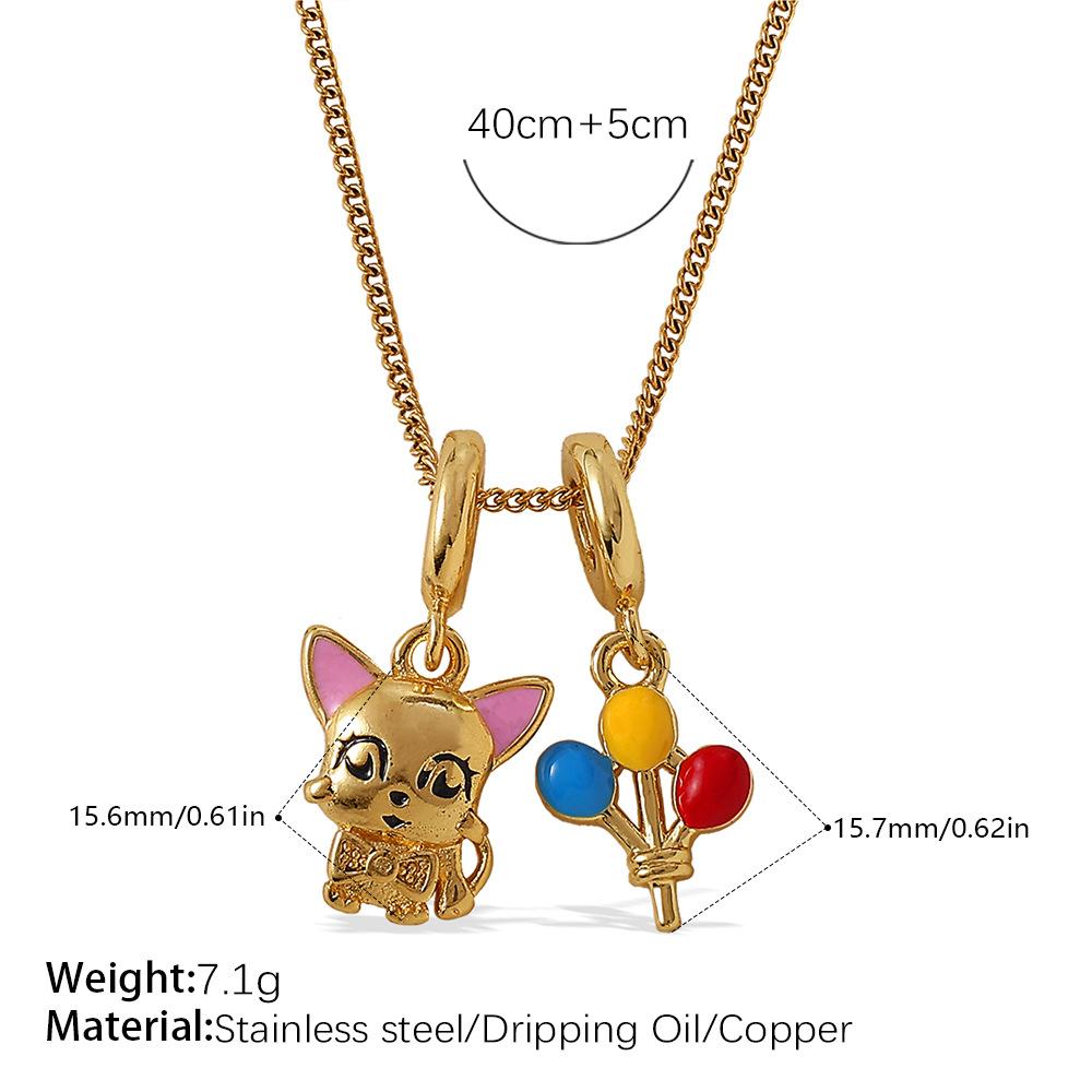 Retro Style Dripping Oil DIY Girl Fox Pendant Necklace Cute Versatile Heavy Industry Design Jewelry Woman