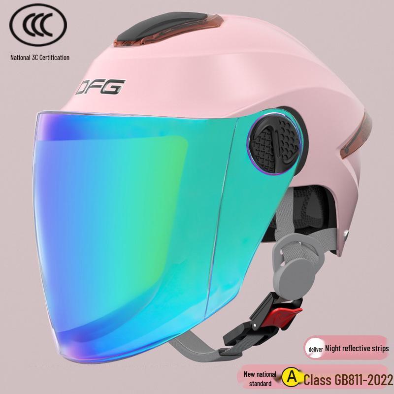 Certified Universal Half Helmet for Men & Women - Summer Sun Protection, All Seasons Motorcycle Use