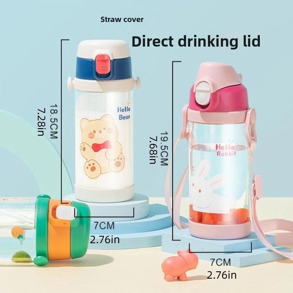 Cartoon Bunny Bear Clear Tumbler Transparent Iced Coffee Cup Drinkware Suction Cup  Kids