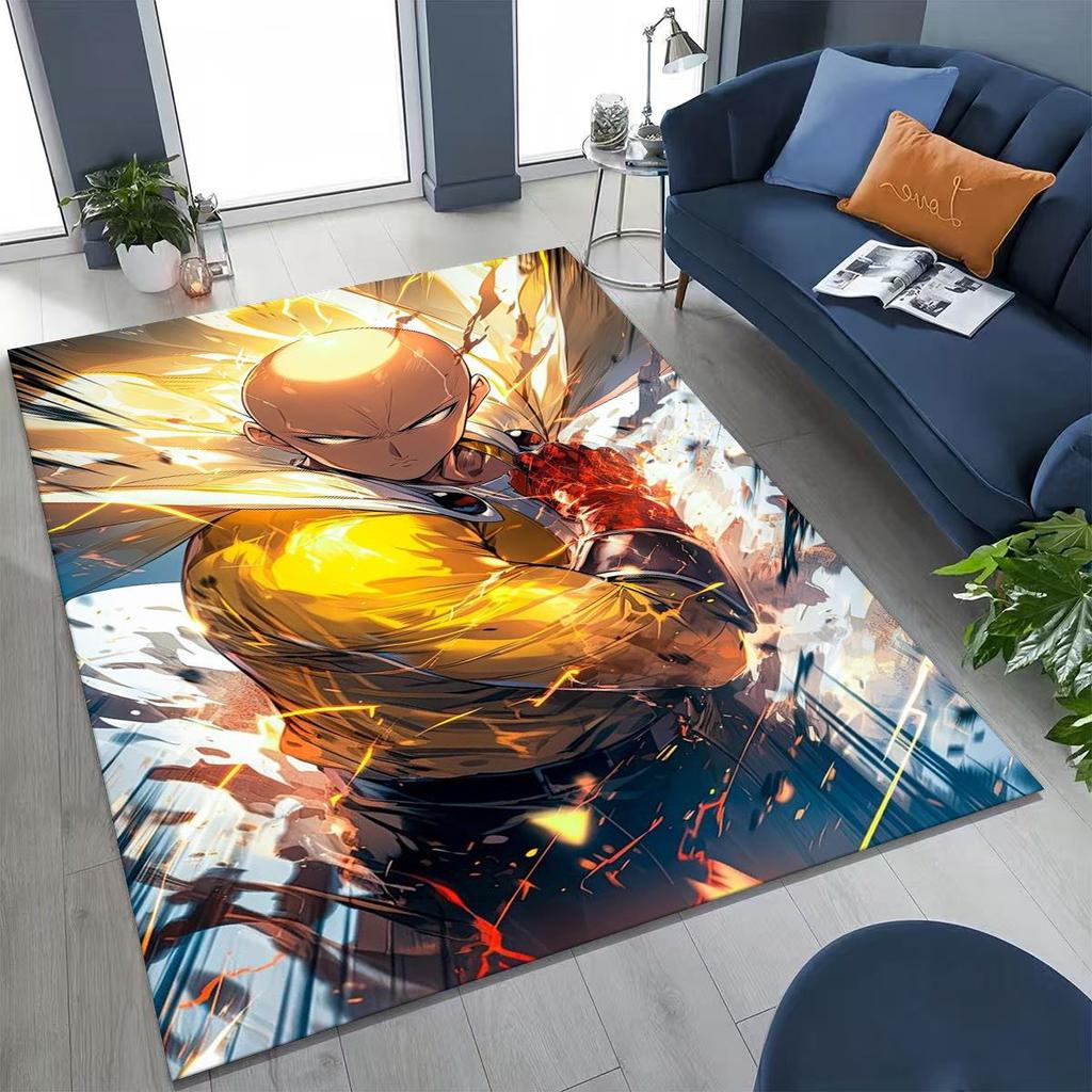 Anime One Punch Man Saitama Cartoon Cartoon Rug for Bedroom Living Room Sofa Home Doormat Decor,Kids Play Non-slip Floor Mat