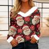 Women's Casual Fashion Long Sleeve Christmas Printed Flannel Collar Top