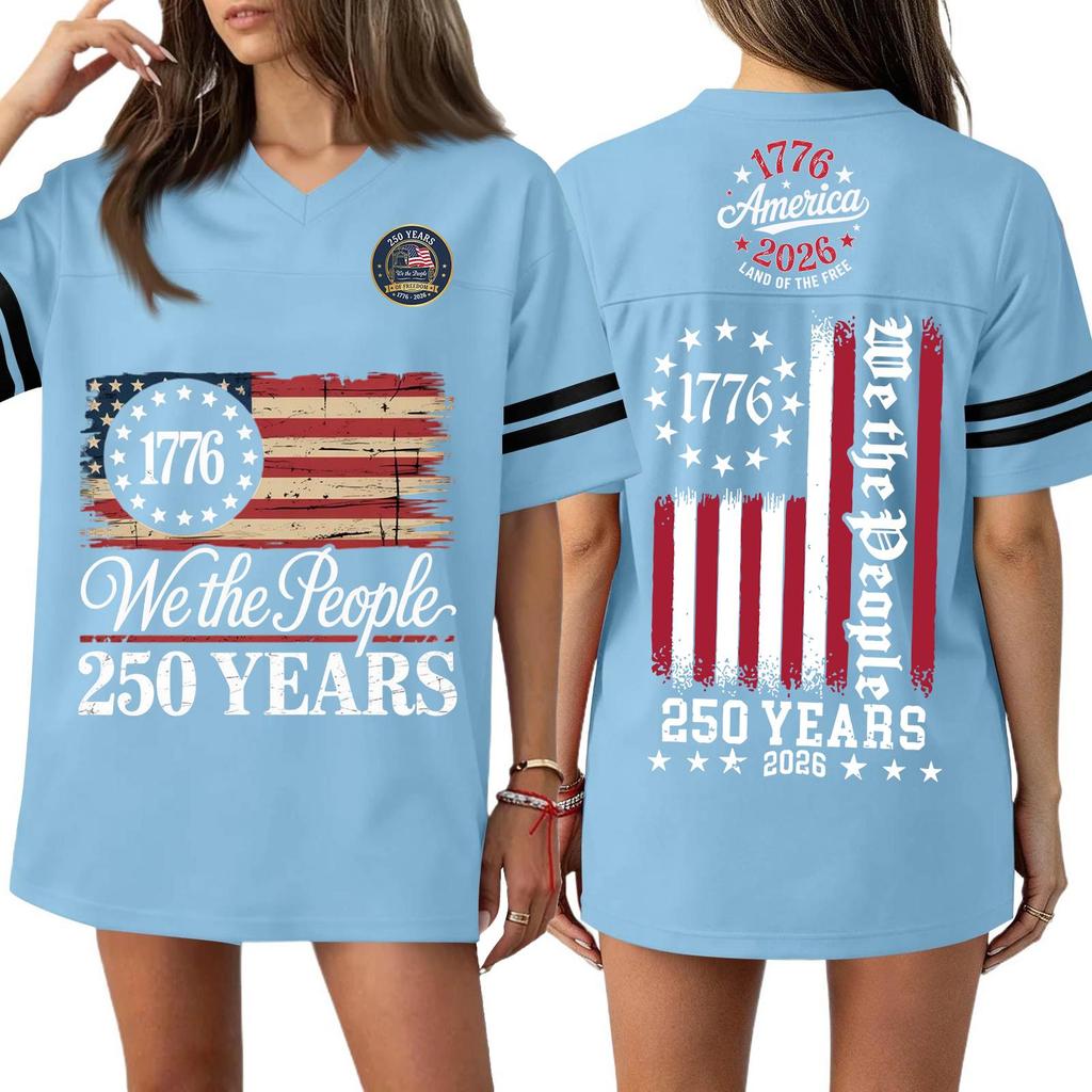 Women's Casual Fashion V-Neck Sports Independence Day Print Short Sleeve Sports T-Shirt Top