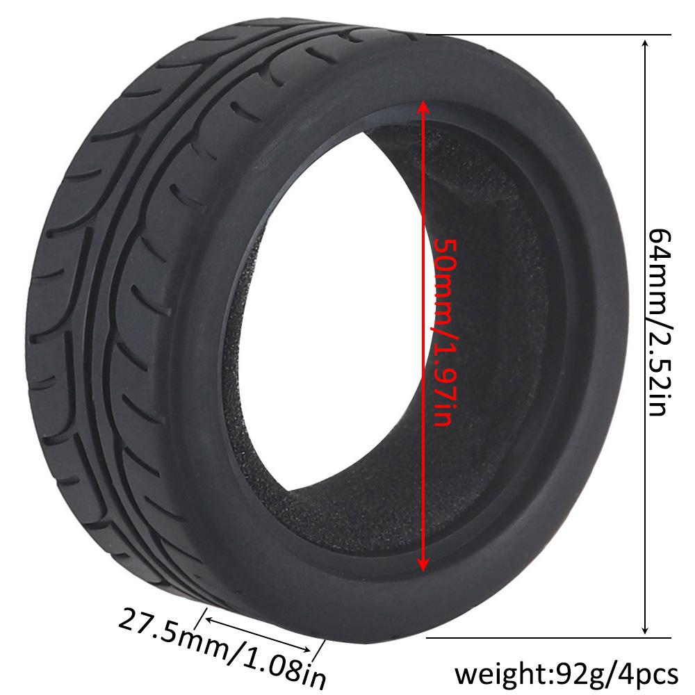 1:10 On-road Car Tires 63-68mm High Grip Rubber Tyre Hot Melt Tire Hsp 94123 Hpi Himoto Fw06 Tt01 Abrasion Resistant Racing Car