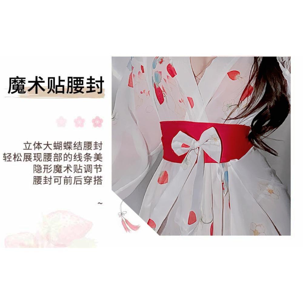 Sexy Lingerie Pure Desire Thin Perspective Strawberry Kimono Seduction Hot Pajamas Bed Passion Uniform Set