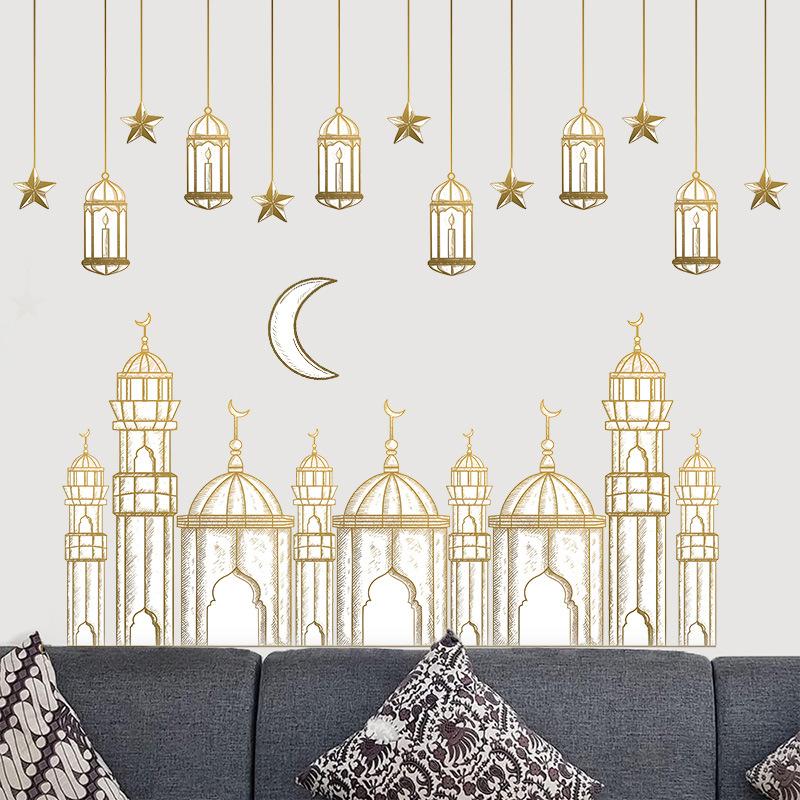 Eid Window Stickers Ramadan Decoration Eid Mubarak Decor For Home Wall Stickers Ramadan Kareem Islam Muslim Party Supplies