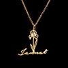 Atoztide Custom Name Necklace for Women Personalized Birth Month Flowers Stainless Steel Jewelry Choker Chain Birthday Gifts