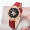 Women Luxury Watch Ring Necklace Earrings Rhinestone Butterfly Fashion Wristwatch Female Casual Ladies Watches Set Clock