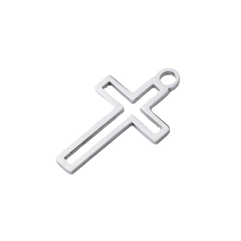 Trendige Edelstahl Aussparungs-Kreuzanhänger Hip-Hop Halskette für Damen