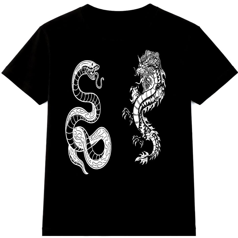 Dragon Snake T Shirt Asian Tattoo Gothic Serpent Graphic Tee S разноцветный