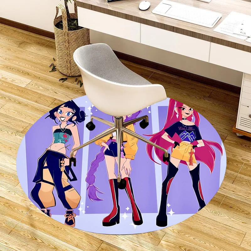 1pc Colorful Fashion Characters Round carpet, Made of Polyester,Perfect for Decorating Office Chairs, Living Rooms,Vibrant Decorative Rug