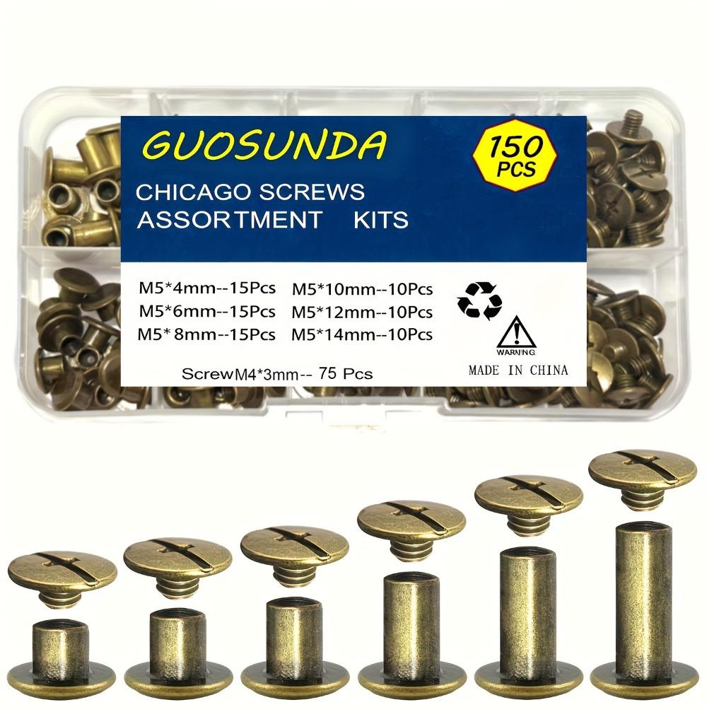 Round Flat Head Leather Rivets 6 Sizes Binding Rivets Studs Metal Screw Studs  Luggage Making
