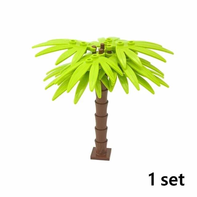 MOC Plants Accessories Bricks 3471 2435 6064 3778 City House Trees Pine Prickly Bush Green Grass Military Building Toys