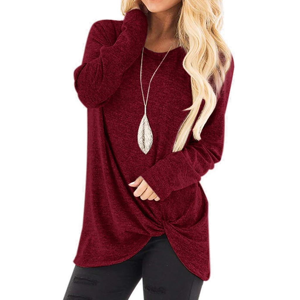Women Fashion Loose Long Sleeve Casual T-Shirt Blouse Tops