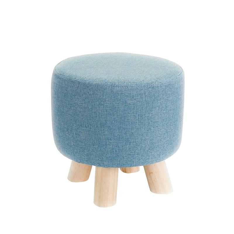 Stretch Round Stool Covers Linen Fabric Footstool Slipcovers Elastic Ottoman Cover Removable Chair Seat Case for Living Room