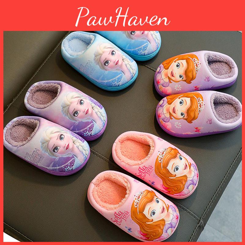 Elsa Sofia Frozen Princess Cotton Slippers Girl Parentchild Warm Shoes Baby