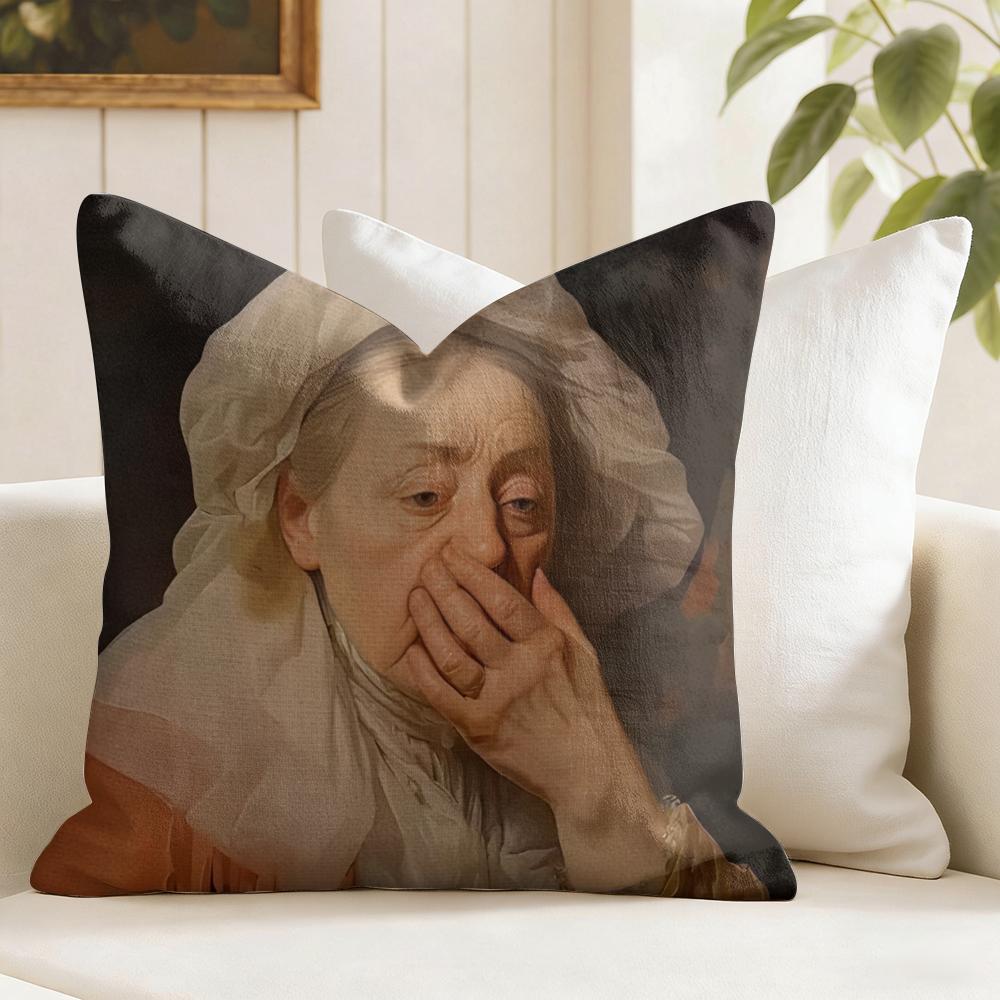Mona Lisa Wearing Pearls Girl Cushion Cover Natural Linen Double Sided Print  Throw Pillow Case for Sofa Couch Home Decor