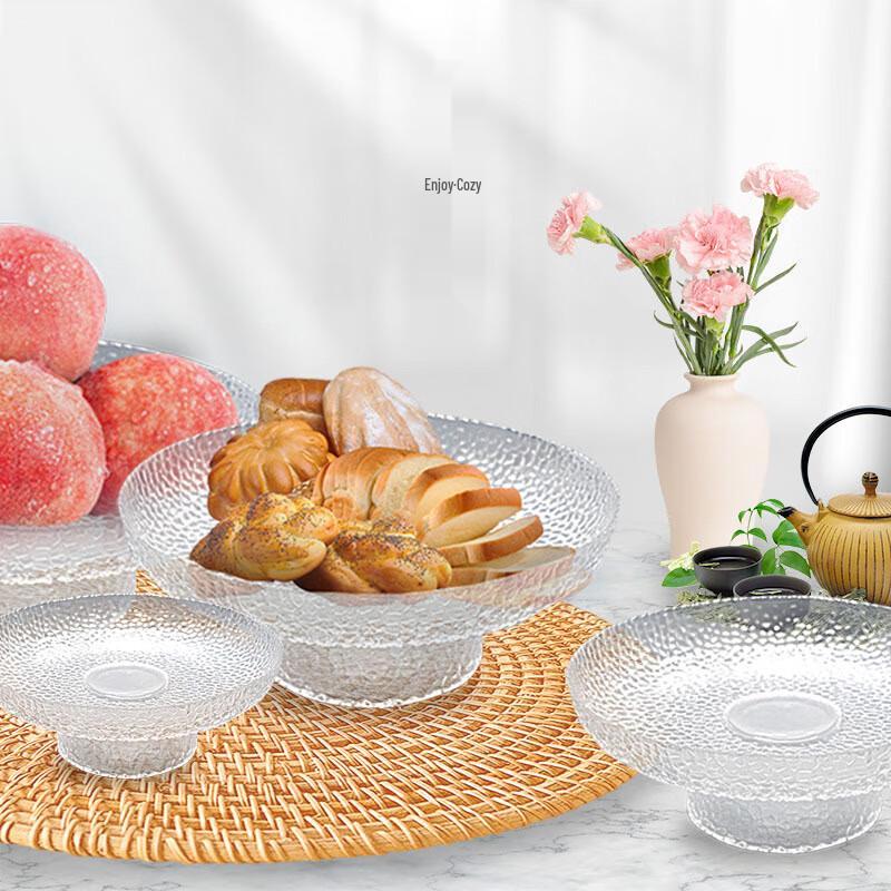 LISM Large Transparent Glass Fruit & Snack Plate Set