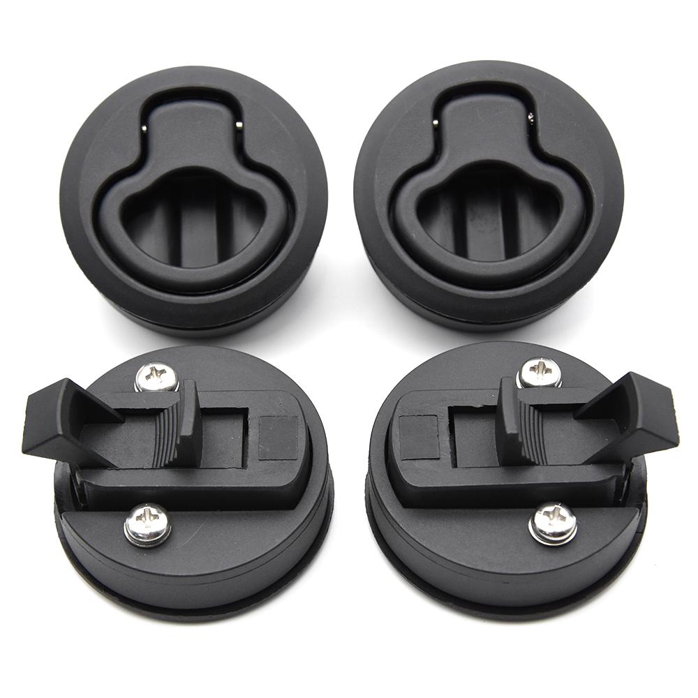 4pcs/set Round Non-locking Handle Black Flush Boat Marine Latch Cabinet Lift Pull Handle for RV Boat Marine Deck Hatch Locker