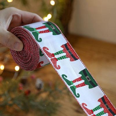 Cartoon Christmas Ribbons Deer Pattern Decorative Gift Wrapping Ribbons Christmas Tree 2M/Roll DIY Wreath Bows Ribbons
