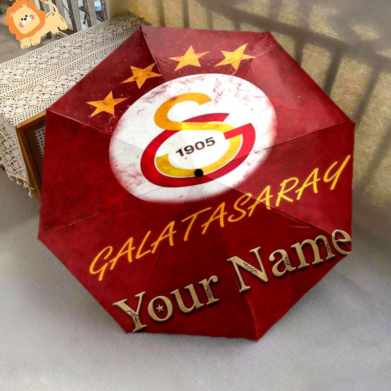 1 PC Automatic Folding Umbrella - Galatasaray S Custom Name Pattern, Portable & Foldable Design with 8 Ribs, Christmas Birthday Gifts