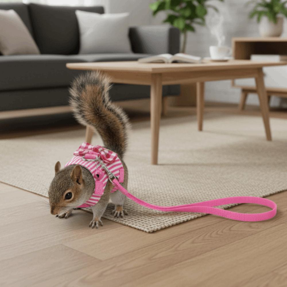 Adjustable Hamster Harness Comfortable Hamster Striped Vest Pet Traction Rope  for Small Animal