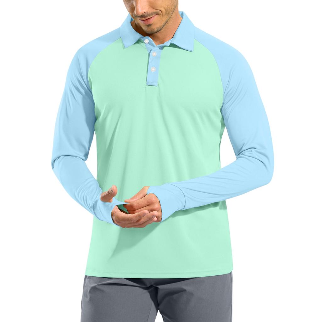 Men's Raglan Long Sleeve Golf Shirt UPF 50+ Lightweight Shirt