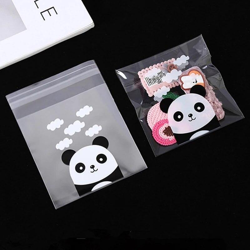 100PCS Panda Cartoon Snowflake Crisp Fruit Nougat Cookies Transparent Gift Wrap