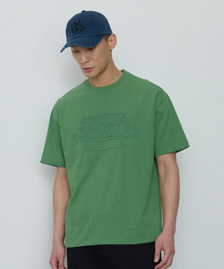 ALTER STUDIO Chain Stitch Embroidery T-Shirt_Green