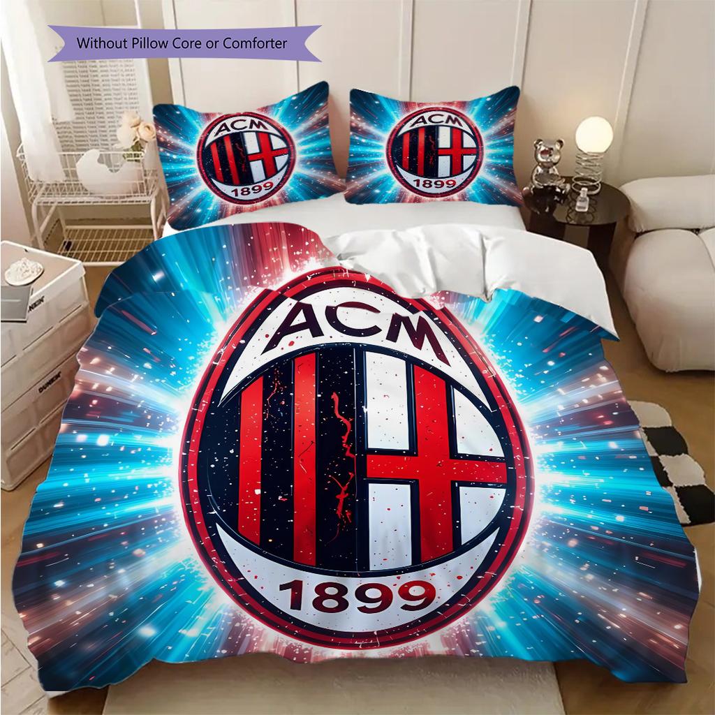 AC Milan Patronen Beddengoed Dekbed Set Dekbedovertrek Kussensloop Huisdecoratie Verjaardagscadeau (1 dekbedovertrek + 2 kussenslopen, zonder binnenkussen)