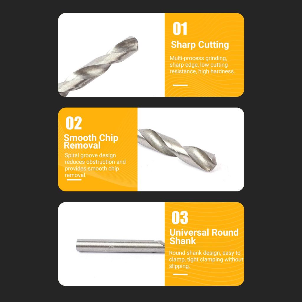 13Pcs High-Speed Steel Drill Bit Hard Metal HSS Twist Bit Stainless Steel Drilling Twist Drill Set with Storage Case