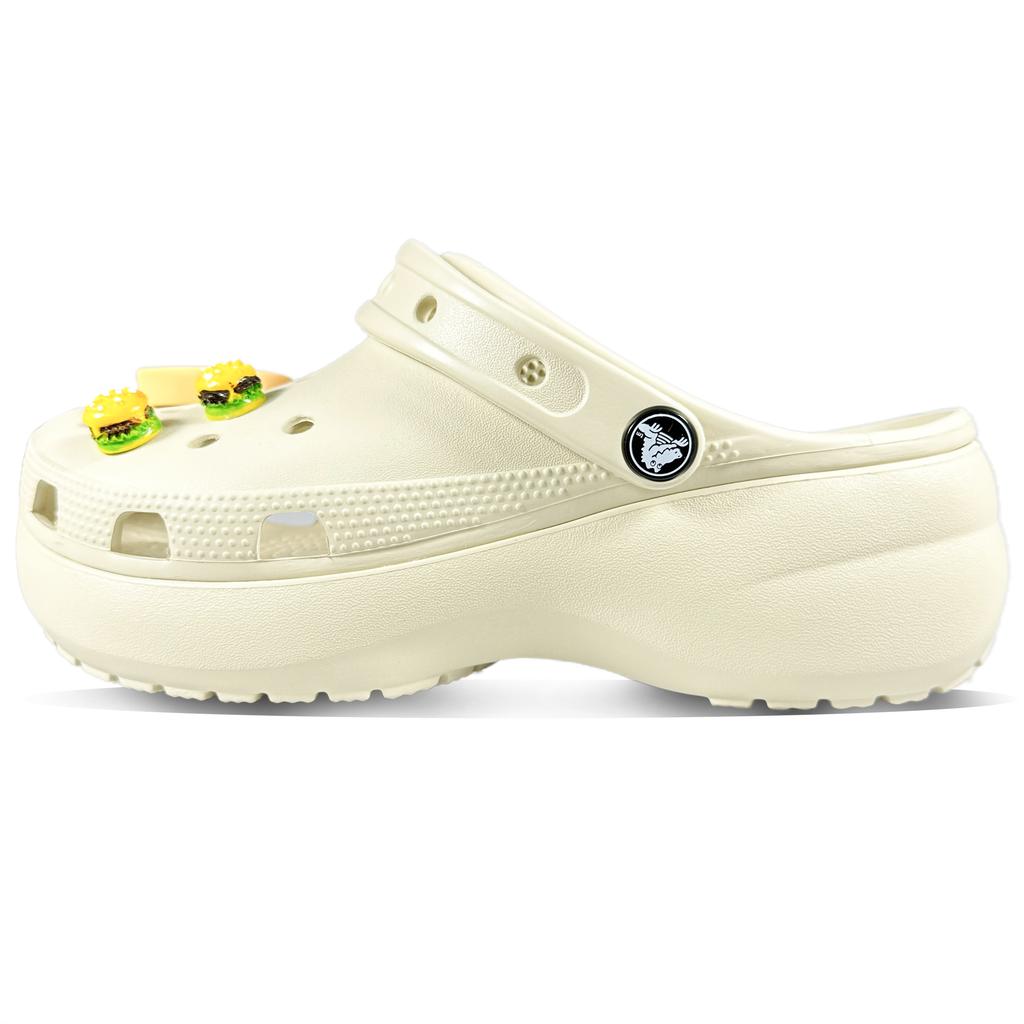 Crocs Classic Platform Clog EVA Bee Food Party Cloud Beach Versatile Casual and Comfortable Hole Shoes Women's Bone White