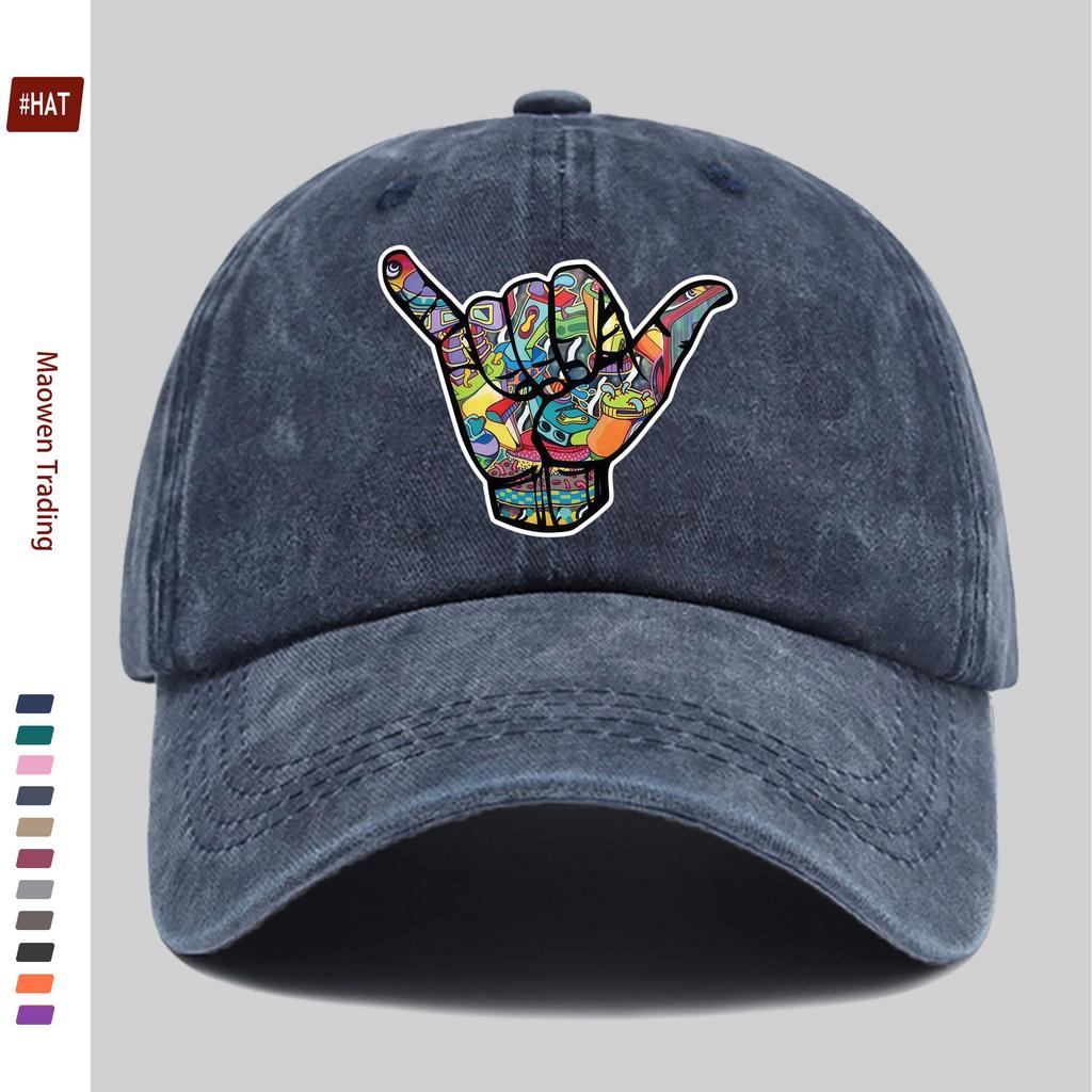 Pc Hawaiian Six Hand Gesture Pattern Print Baseball Cap Casual Decorative Design Sun Hat Comfortable and Lightweight Multi