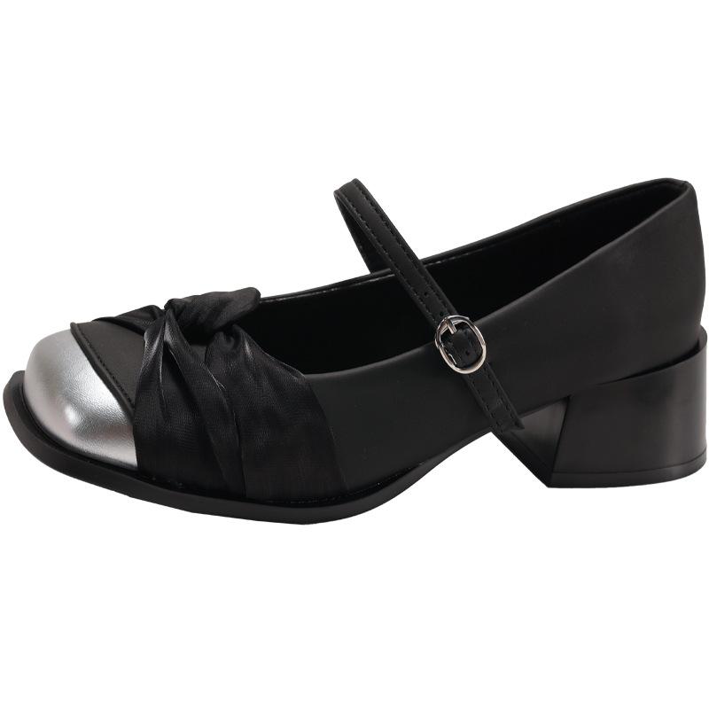 White French fairy wind light mouth thick high heel single shoes female 2025 new summer skirt square head Mary Jane shoes