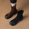 Krazing Pot Microfiber Autumn Winter Shoes Platform Super Size Motorcycle Boots Square Toe Keep Warm Zipper Size 44 Ankle Boots