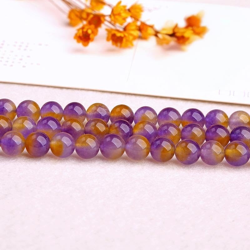 Natural Stone Ametrines Purple Yellow Crystal Stone Round Beads Spacer Beads for Jewelry Making 6-10mm DIY Bracelets Jewelley 15inch 39cm Beadwork