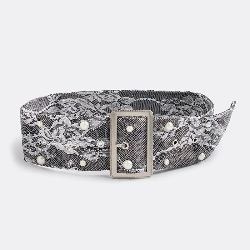 High-end Women's Belt, Atmospheric Lace Pearl, Sweet and Elegant Belt, Wide Fashionable and Soft Breathable Women's Waist Seal