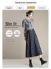 Women's High-Waist Woolen Plaid A-Line Skirt - Autumn/Winter 2025 Collection
