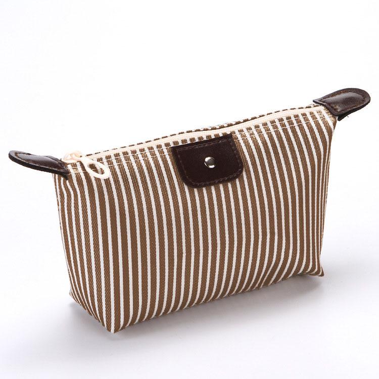 Korean Style Striped Dumpling Foldable Makeup & Toiletry Travel Bag