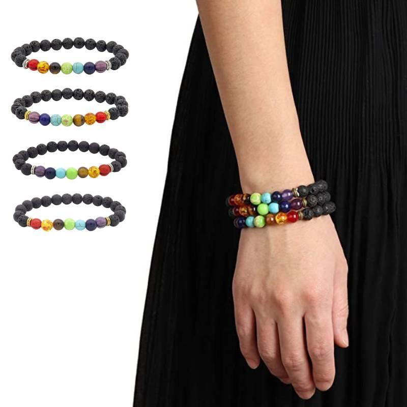Strand Gemstone Men Bracelet Colorful Beads Energy Bracelet Healing Gift Yoga