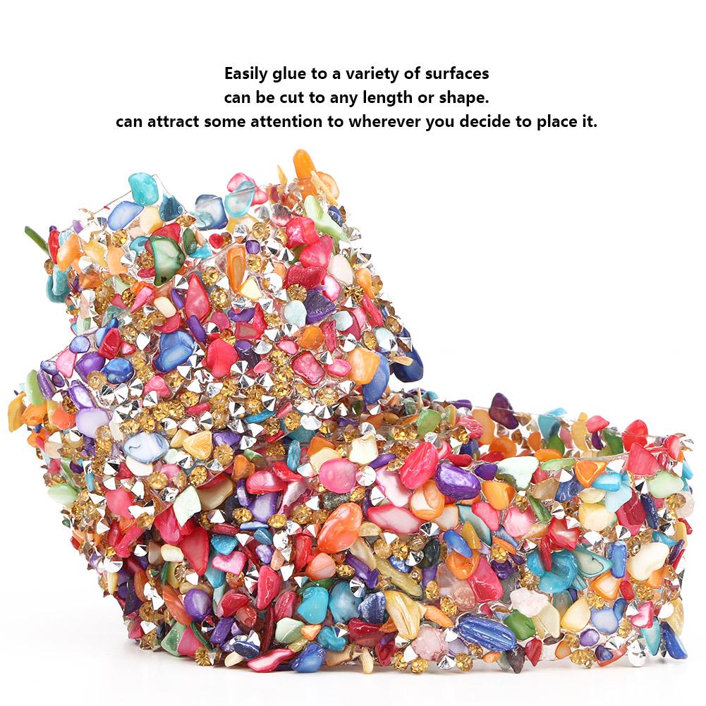 1m DIY Shiny Colorful Stone Trim Ribbon Decoration Accessory Crafts Sewing Dress Decor(#02)