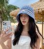 Ladies' BucketHat Korean Knitted Striped Verstaile Hollow Breathable Bucket Hat Beach Vacation Sunscreen Sunshade Hats For Girl