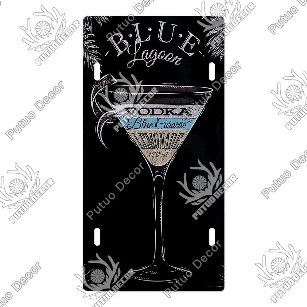 Placa de metal para coquetel Putuo Decor Placa de licença Placa de metal Placa de lata vintage Decoração para Pub Bar Sala de estar Porta Clube Decoração
