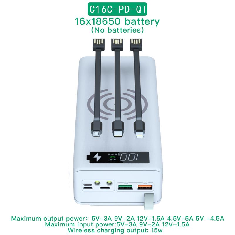 C16C 18650 Bază pentru bancă de alimentare DIY cu cablu micro USB tip C Lanternă Carcasă pentru bancă de alimentare rapidă Suport baterie 18650 Cutie de încărcare Carcasă