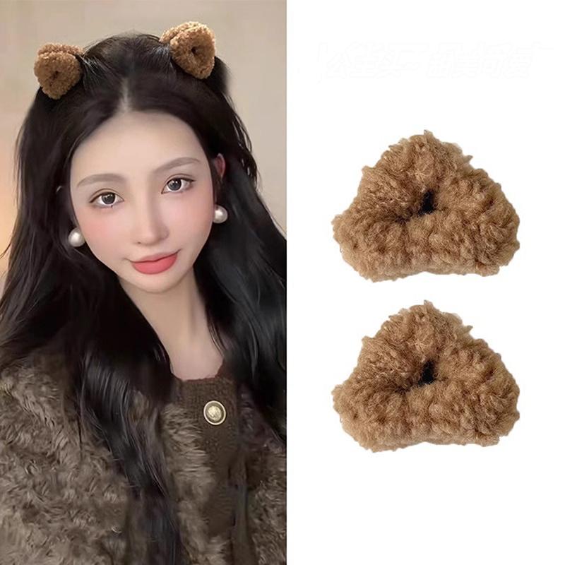 2 st söta kattöra plysch hårspännen små fluffiga hårklor vackra kvinnor hårnålar mode huvudbonader för flickor håraccessoarer