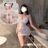 Underwear lace hollow deep V hip skirt sexy perspective mesh floral suspender nightdress