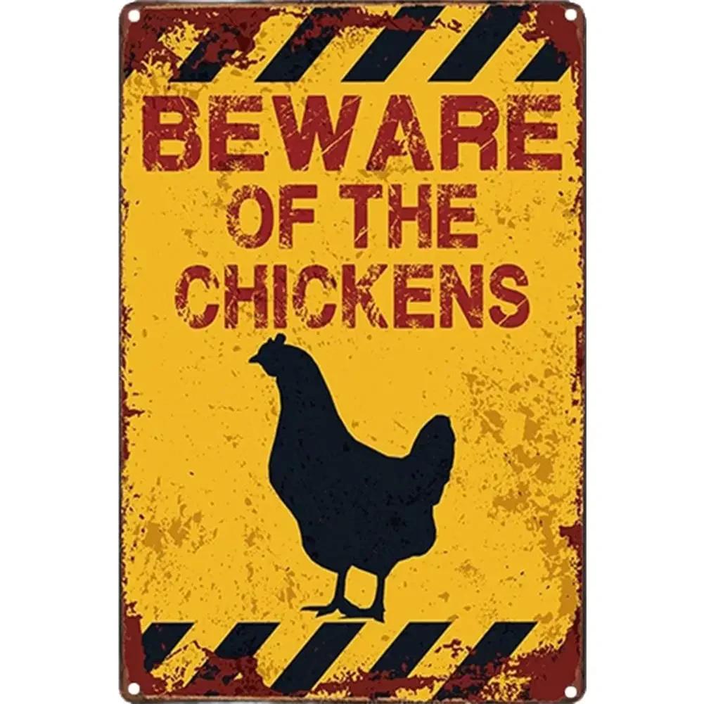 Vintage Tin Sign - Home Is Where the Chickens Are - Metal Signs Funny for Farmhouse Decor - Metal Wall Art for Chicken Coop